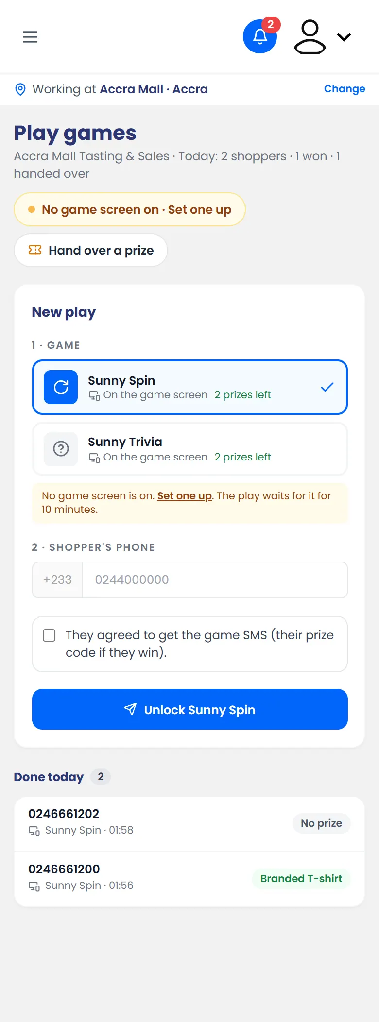 Handed over: the shopper moves to Done today
